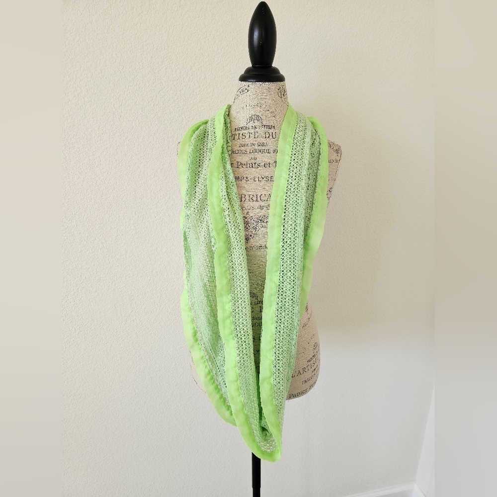 Collection Eighteen Neon Lime Green Lace Infinity Scarf - Crochet Knit Boho